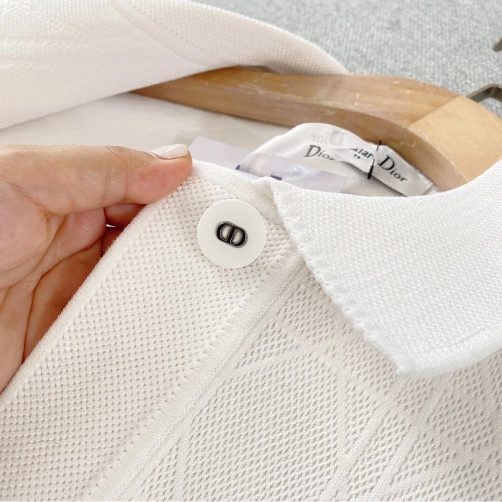 Dior Cream Button-Front Textured Jacket - Picture 6 of 9